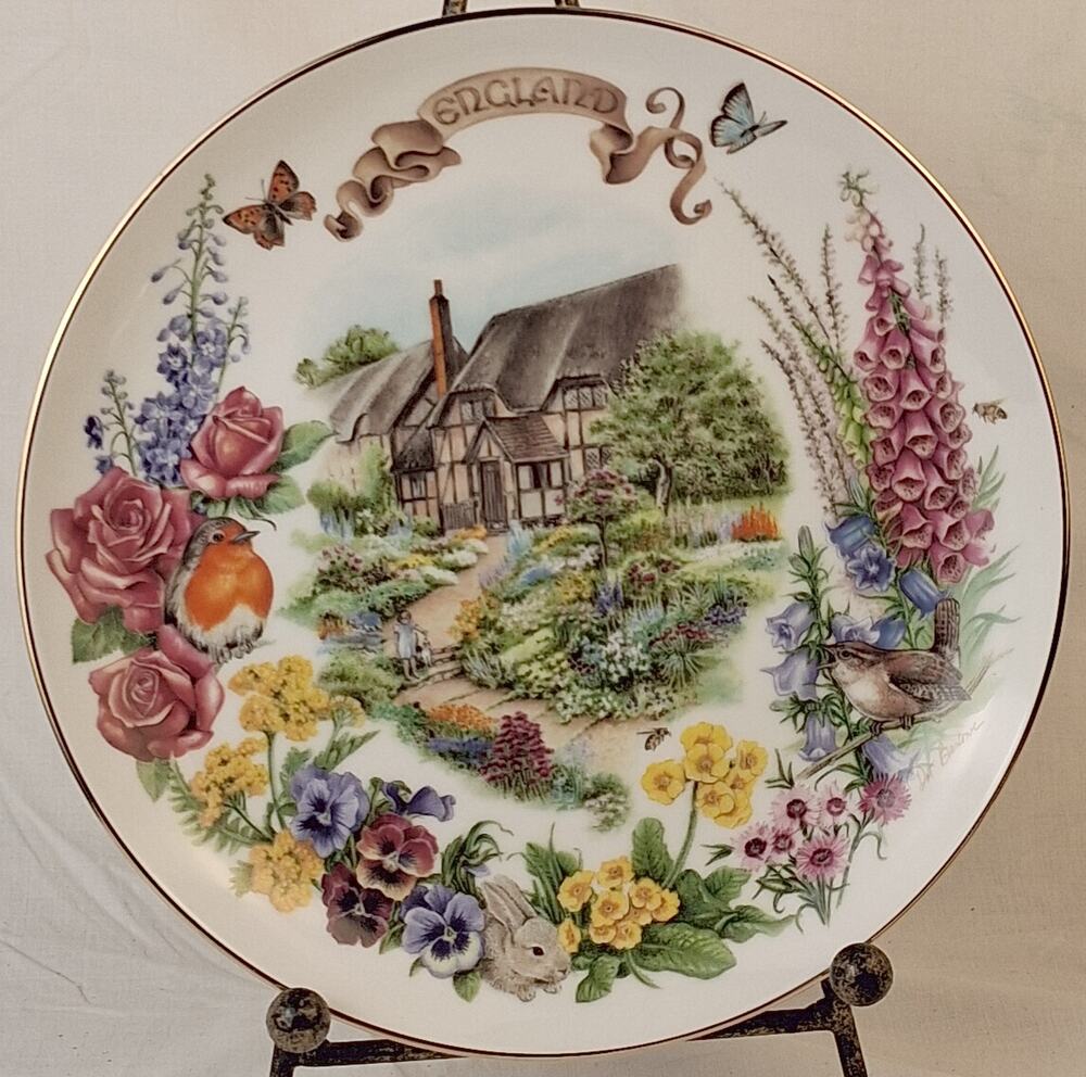 Vtg 1988 Reco English Country Garden Collector Plate Dot Barlowe Gardens Beauty